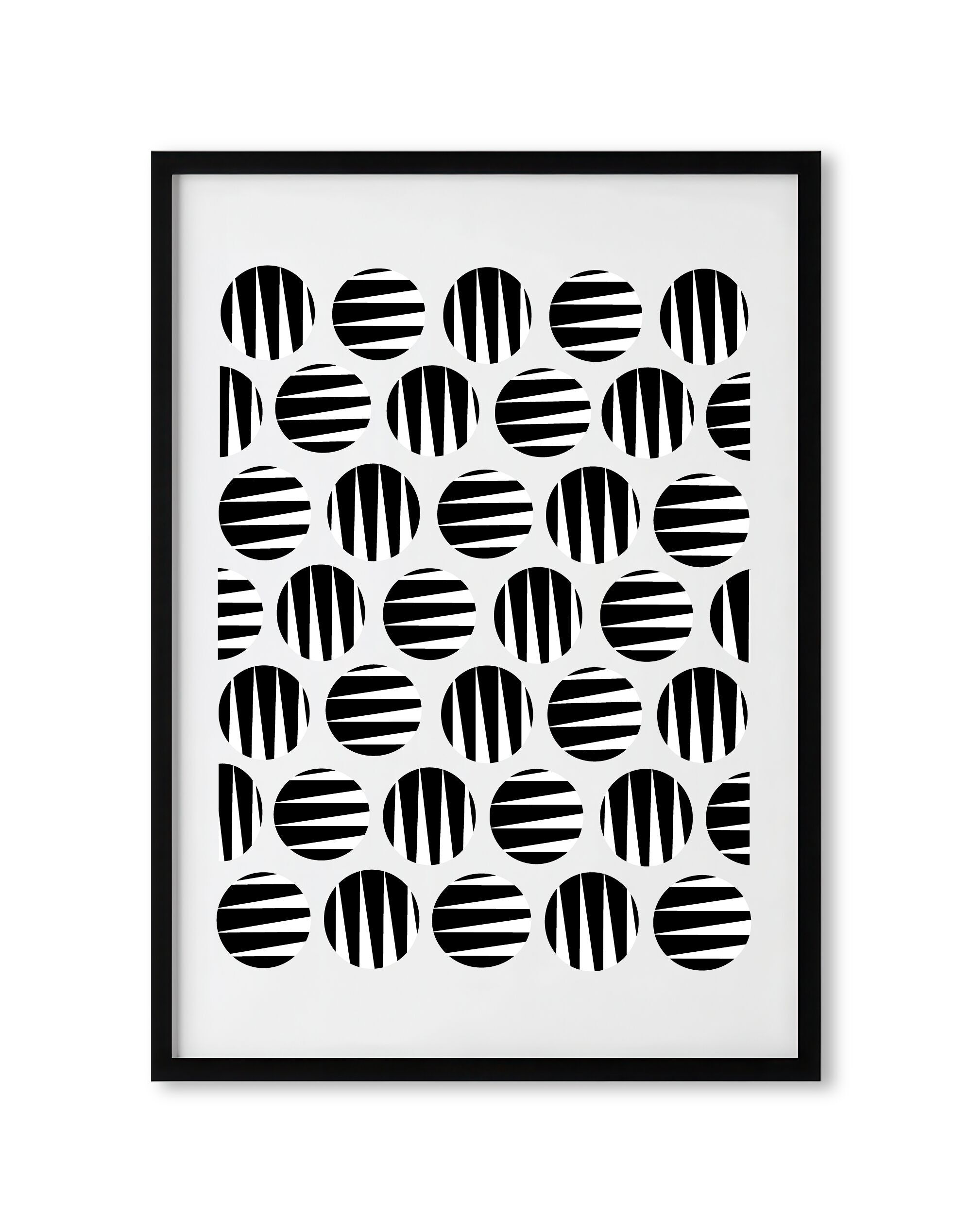 Zebra Tiger Spots Black & White - Geometric, Abstract Wall Art / Giclée Art print - Size A3 & A2