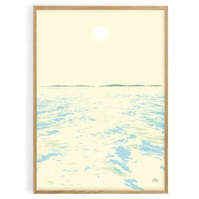 Manifesto con paesaggio costiero della Bretagna - 50X70 cm. Bréhat Horizon Sole pieno. Prodotto al 100% in Francia, localmente. Stampa opaca e vellutata. Omaggio agli impressionisti.