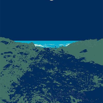 Affiche paysage mer. Bréhat île nord. Pleine lune - 50 X 70 cm. 100% made in France en local. Impression velouté mat. Hommage aux Impressionnistes.