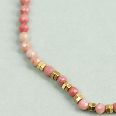 Fuchsia Pink Pearl Bracelet with Gold Details