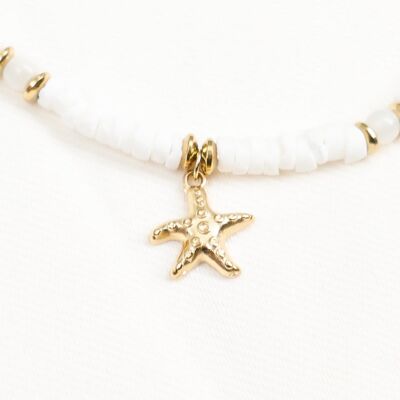 White Stone Anklet and Starfish Pendant
