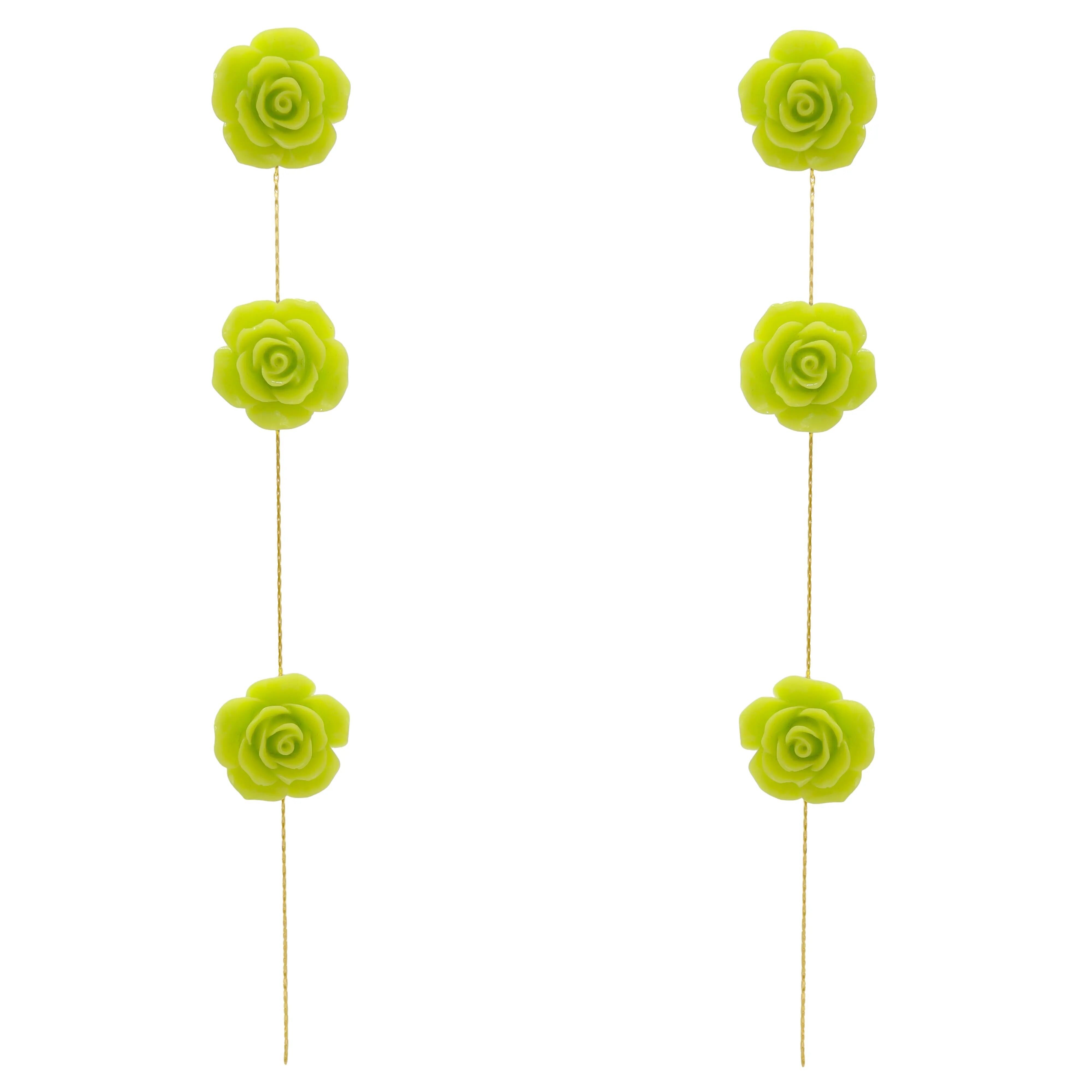 Orecchini Rociera 3 Fiori Ed.Verde lime limitato