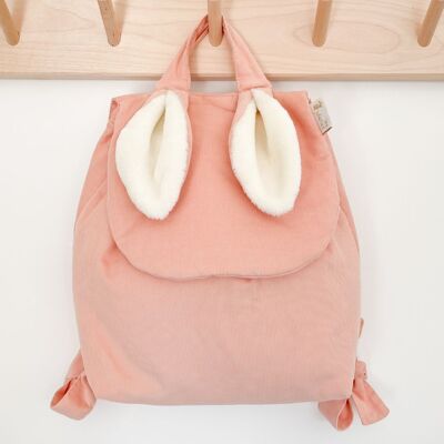 Mochila de conejito de terciopelo rosa