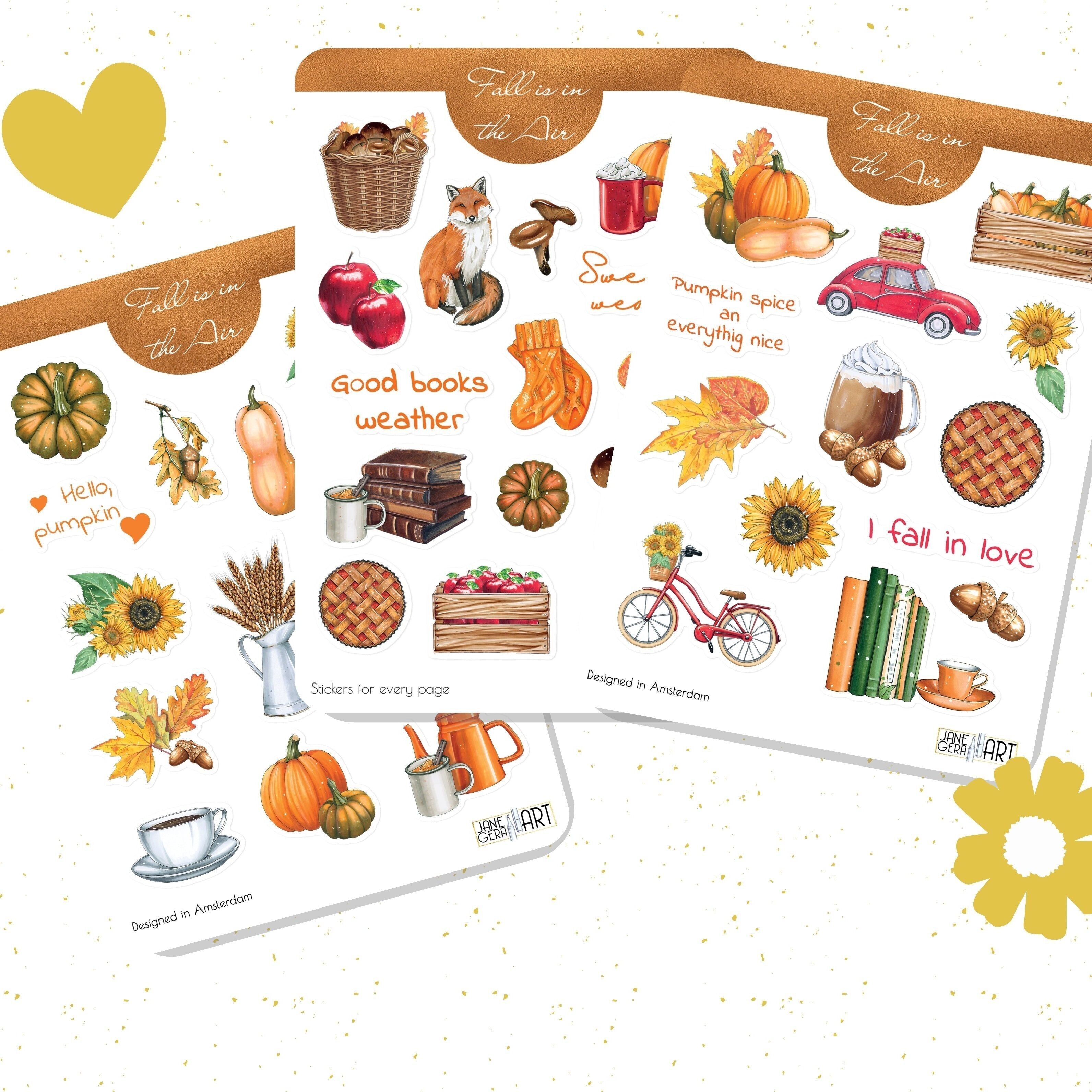 Herbst-Aufkleberbogen, 3er-Set