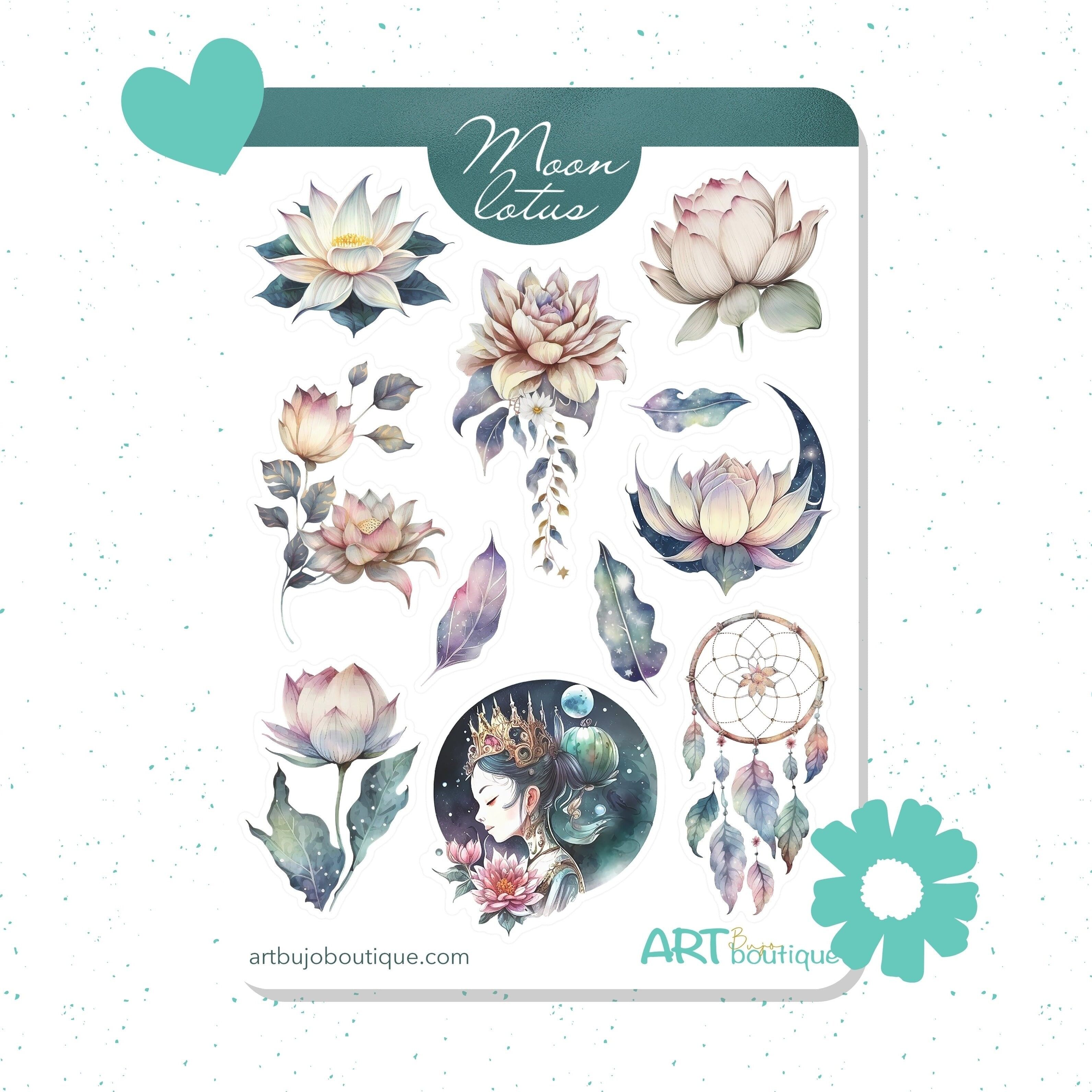 Mond-Lotus-Aufkleberbogen