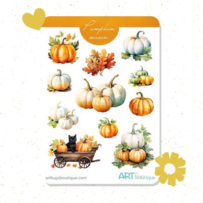 Feuille d'autocollants de la saison des citrouilles