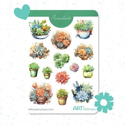 Feuille d'autocollants de plantes succulentes