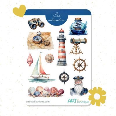 Feuille d'autocollants Aventure en mer