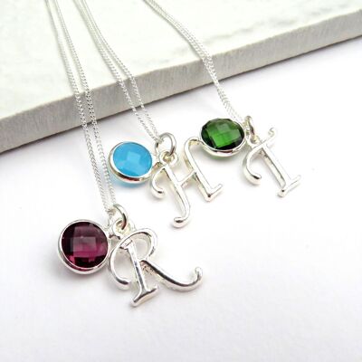 Collana con pietra portafortuna iniziale personalizzata