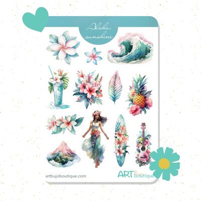 Feuille d'autocollants Aloha, Sunshine