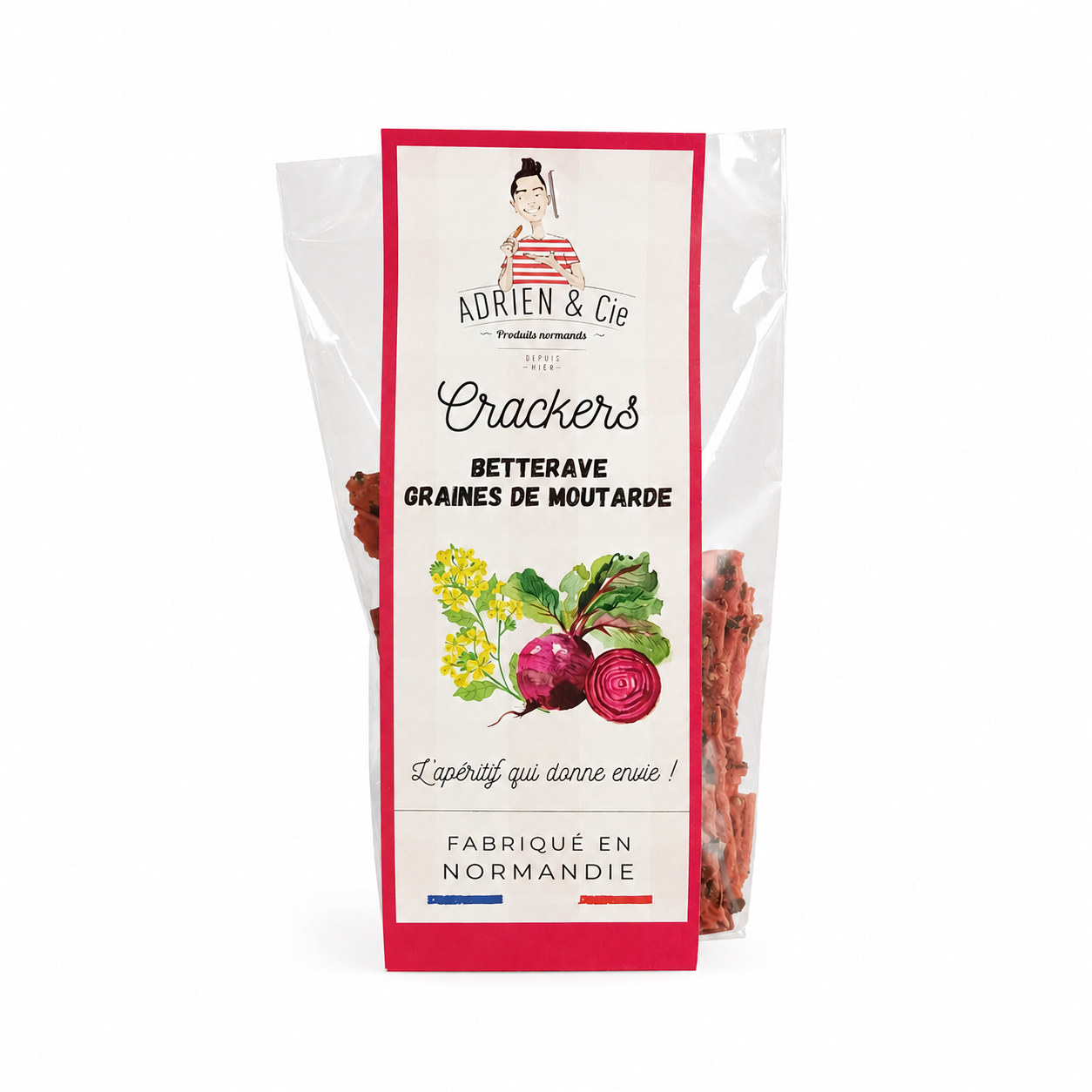 Beetroot and mustard seed crackers