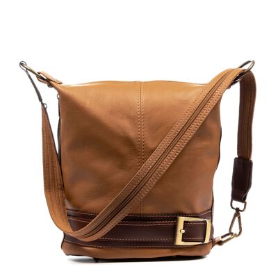 Alvito women's shoulder bag-backpack. Genuine leather-Sauvage.Color:Leather