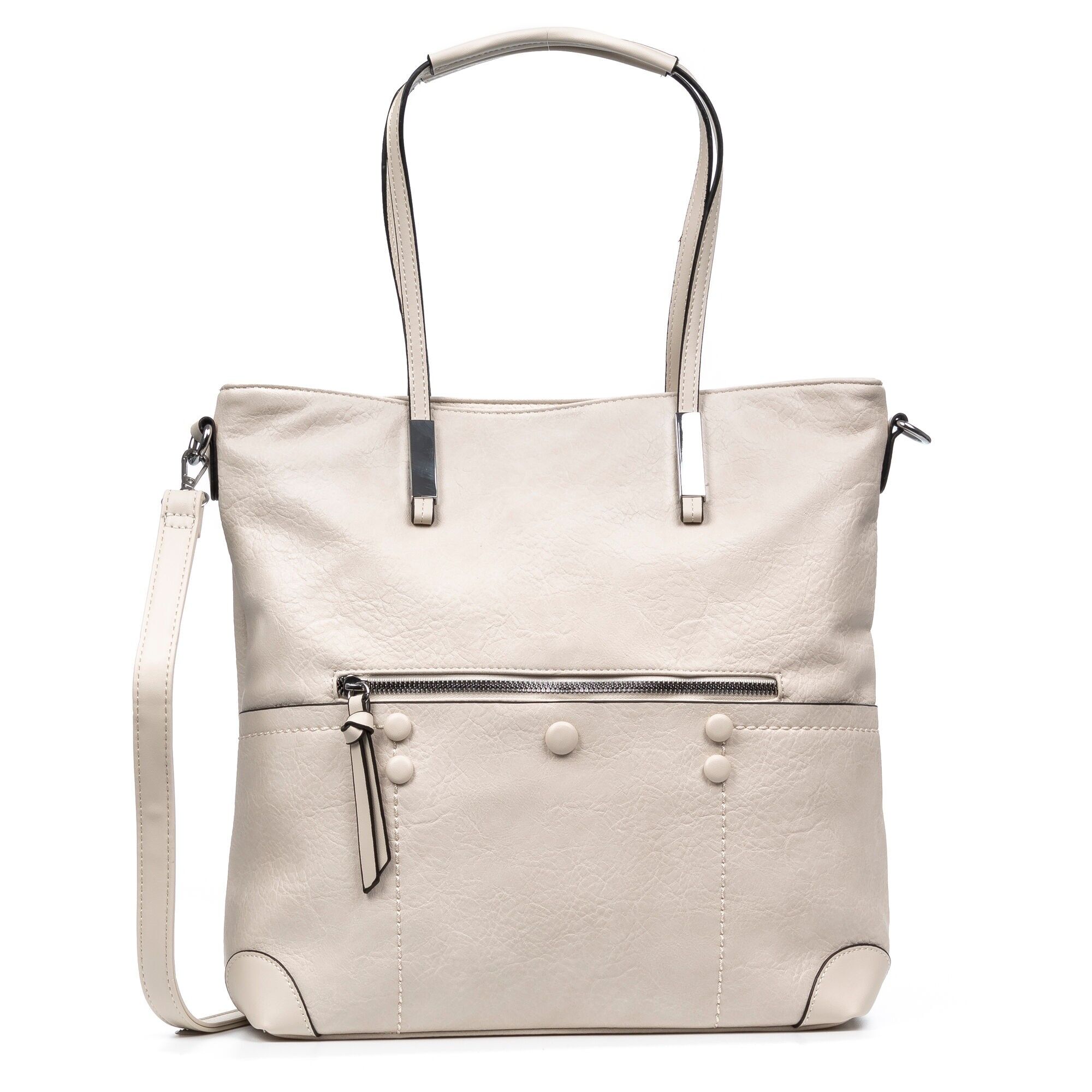 Sac cabas pour femme Bari.Tissu en cuir synthétique PU Couleur : beige clair