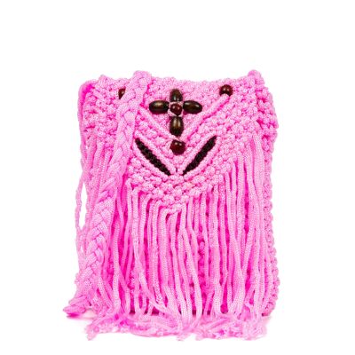 Gemona Women's Crossbody Bag.Cotton Crochet Fabric Color: Pink