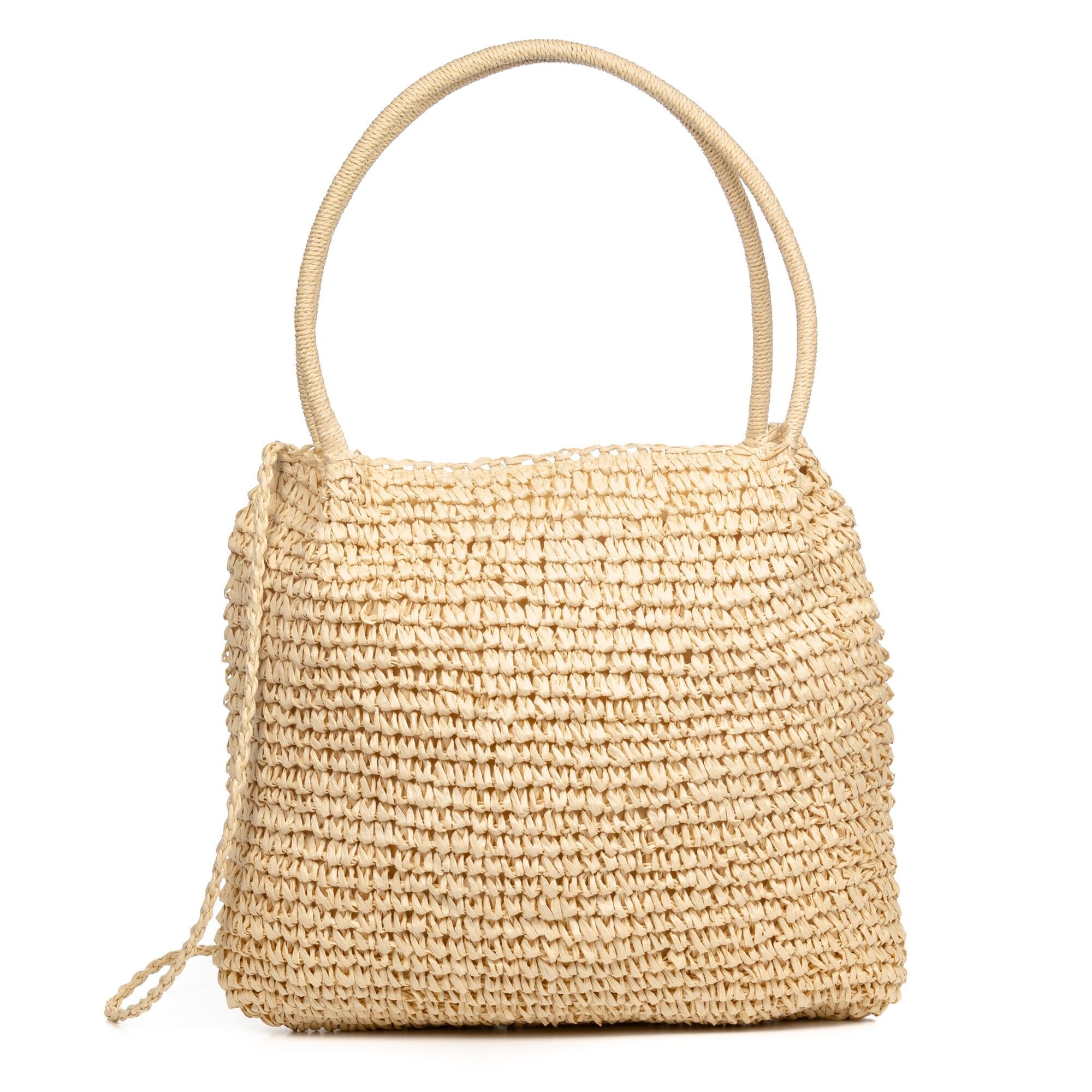 Sac shopper Zuccarello en papier raphia tressé.Couleur : Beige