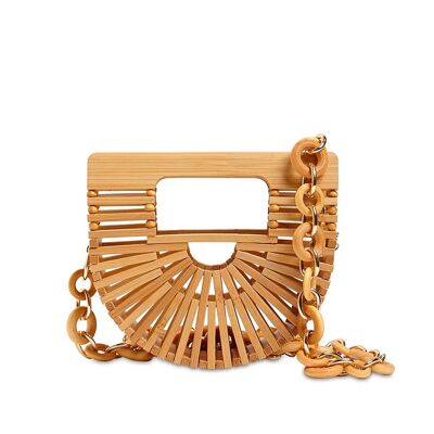 Borsa Zollino realizzata in legno di bambù.Colore: Beige