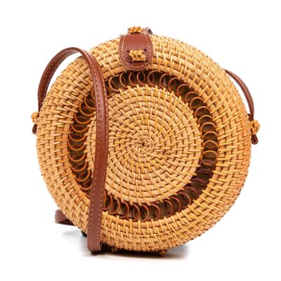 Zafferana rattan shoulder bag.Color: Light Brown