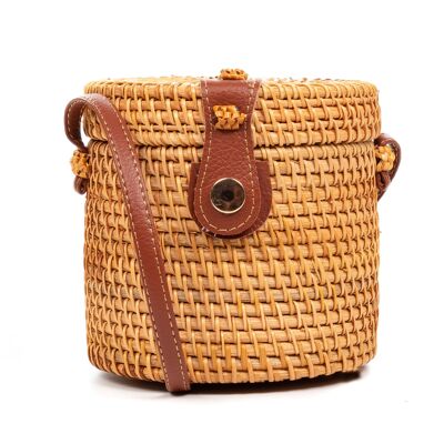 Zagarise rattan shoulder bag.Color: Beige