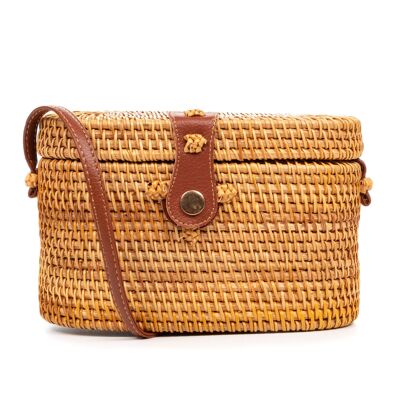 Zagarolo rattan shoulder bag.Color: Light Brown