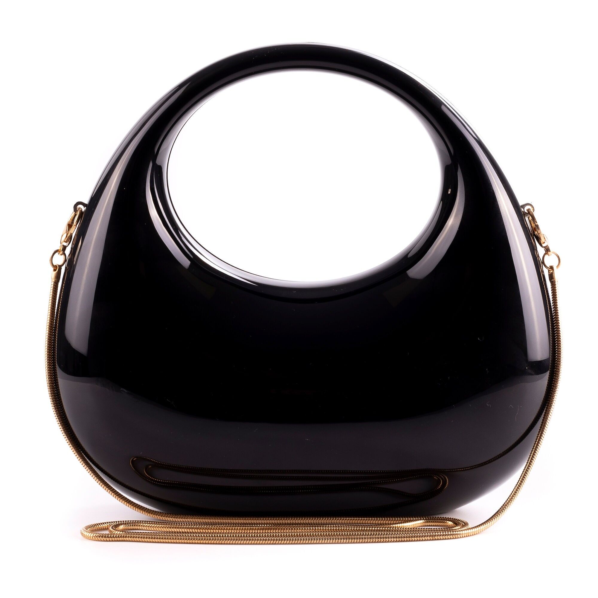 Sac à main rigide Villadossola, acrylique brillant. Couleur : Noir