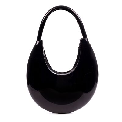 Villabate shiny PVC shoulder bag.Color: Black