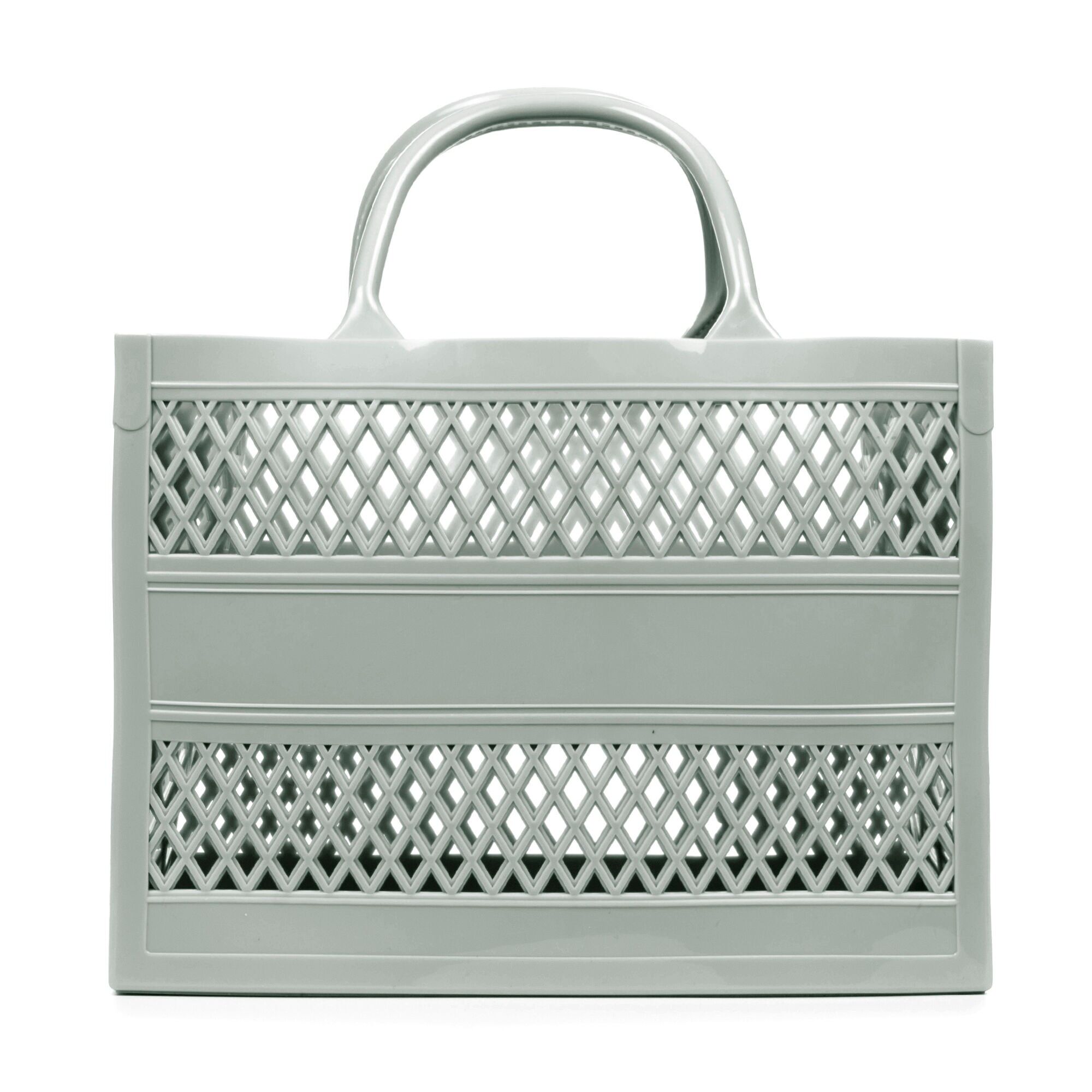 Borsa shopper rigida in silicone modello cestino Villalago.Colore: grigio