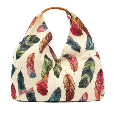 Sac cabas en coton Banzi avec poignée en cuir. Conception exclusive.