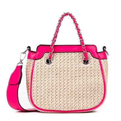 Barletta Women's Shoulder Bag.PU Synthetic Leather Straw Fabric