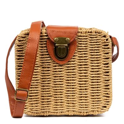 Empoli Women's Shoulder Bag.PU Synthetic Leather Straw Fabric