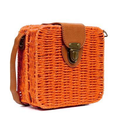 Borsa a tracolla da donna Empoli. Tessuto in paglia di pelle sintetica PU.