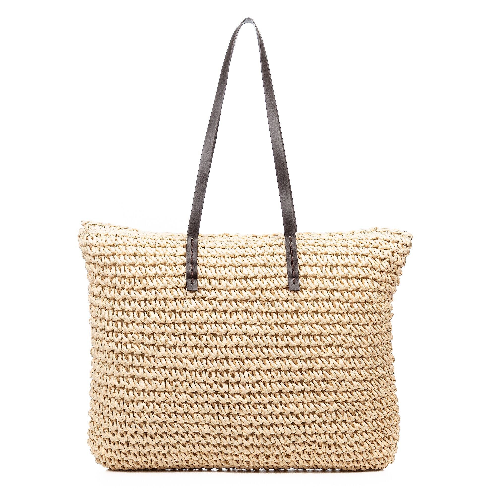 Borsa a tracolla in rafia di carta intrecciata Zimone.