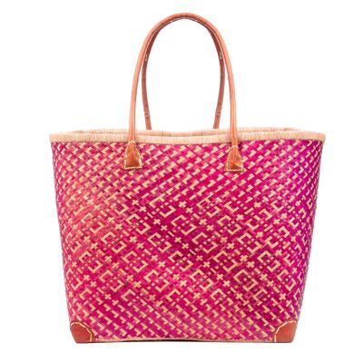 Arda women's shoulder bag. Made of straw with leather handles.