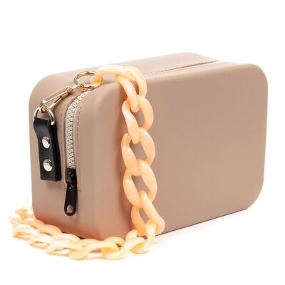 Villasanta rectangular silicone shoulder bag with interchangeable strap design.