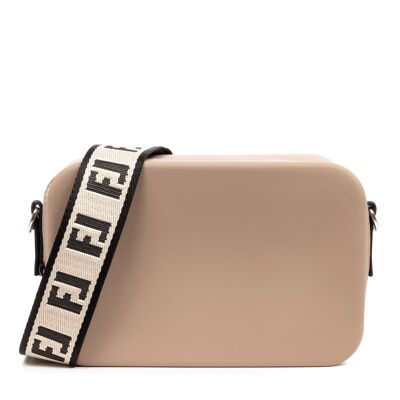Villasanta rectangular silicone shoulder bag with interchangeable strap design.