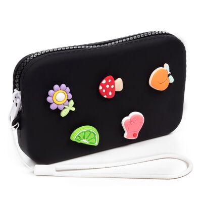 Sac à main Villaverla avec poignée, en silicone et poignée flexible. Breloques décoratives interchangeables.
