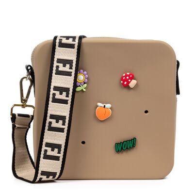 Villimpenta square silicone shoulder bag with interchangeable designer strap.