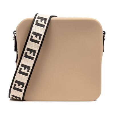 Villasalto square silicone shoulder bag with interchangeable strap design.