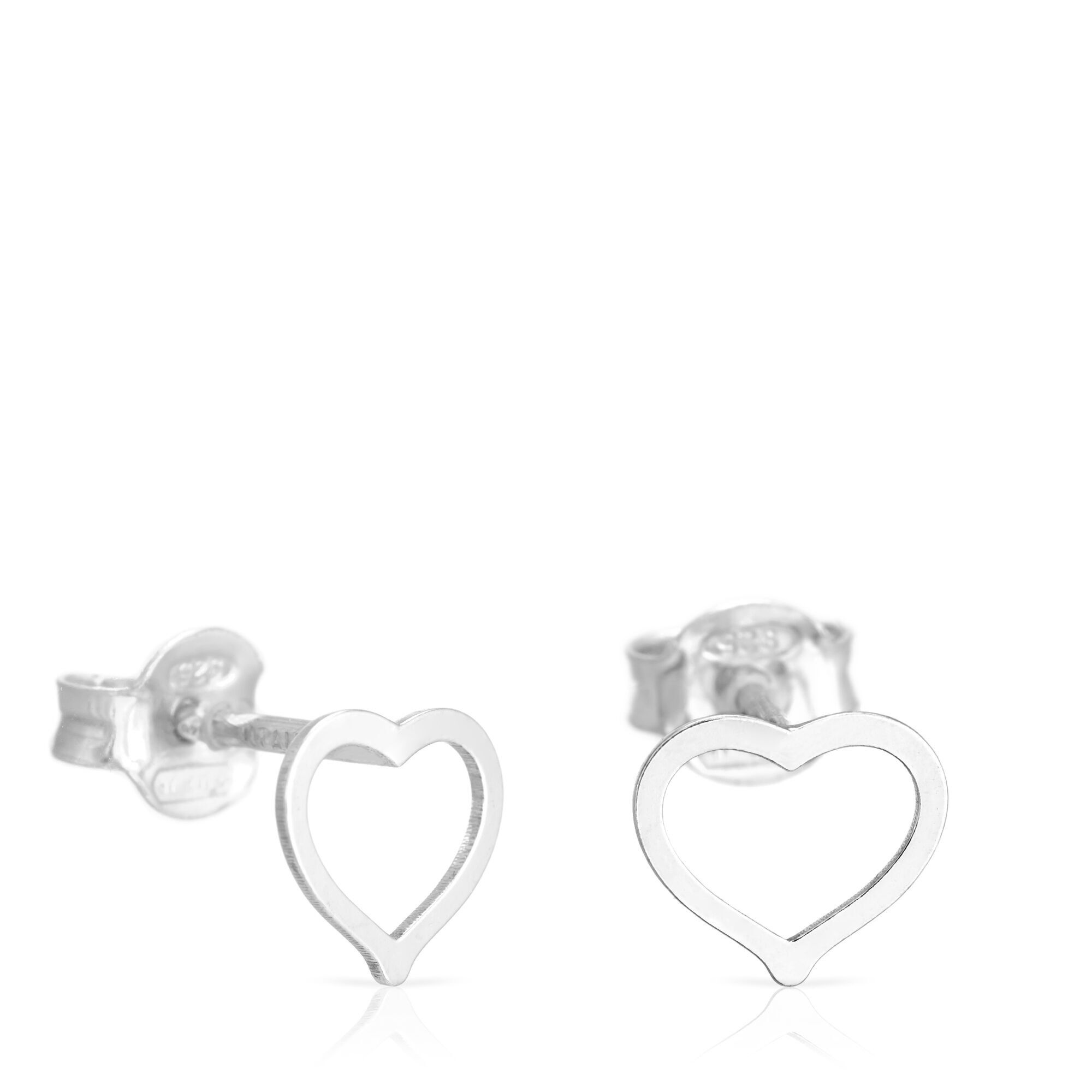 Boucle d'oreille en argent sterling 925 en forme de cœur