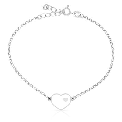 Bracelet en argent sterling 925 avec une forme de cœur extérieure