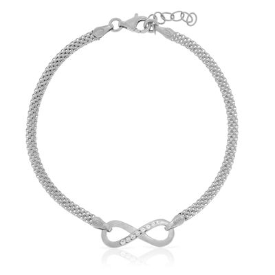 Bracelet en argent sterling 925 avec symbole de l'infini et diamants