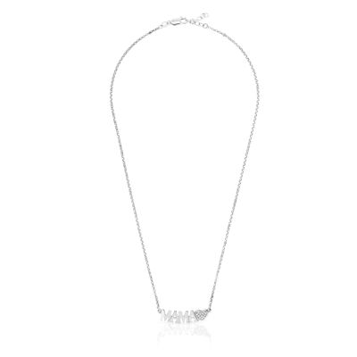 Collana in argento sterling 925 con inserto pendente MAMA + zirconi