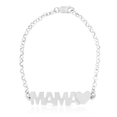 Bracelet en argent sterling 925 avec pendentif MAMA+HEART
