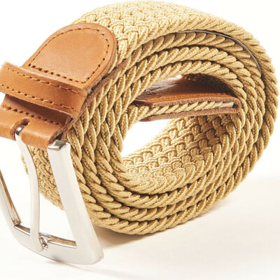 Ceinture tressee homme jaune moutarde