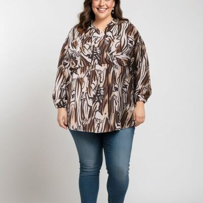 Chemise imprimé léopard blanc (T1265)