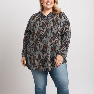 Chemise imprimé léopard kaki (T1265)