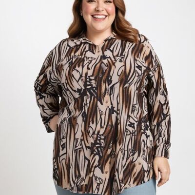 Camicia con stampa leopardata marrone (T1265)