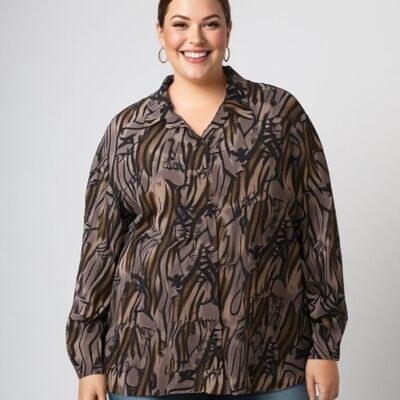 Camicia con stampa leopardata color tortora (T1265)