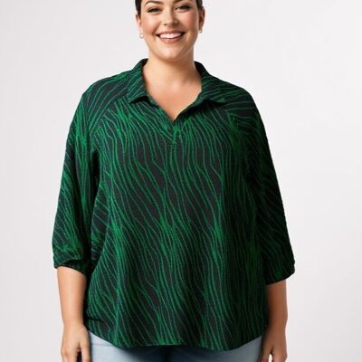 Chemisier grande taille imprimé vert (T3748)
