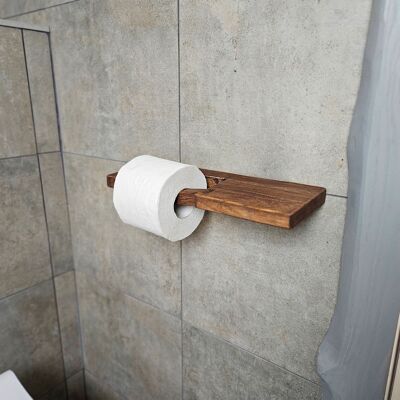 Porte-papier toilette minimaliste en bois, étagère murale pour papier toilette avec rangement supplémentaire