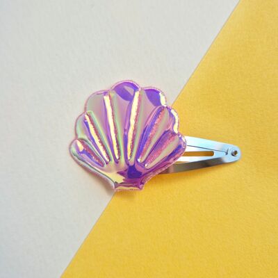 Fermaglio per capelli per bambini con conchiglia lucida🧜modello rosa viola 🏖️